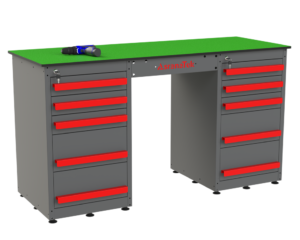 طاولة عمل مع وحدتين من الأدراج